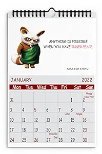 AccuPrints 12 x 18 inches 2022 12 Pages Planner Wall Hanging Calendar Design Kung Fu Panda Quotes
