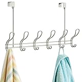 mDesign Hakenleiste – 12 Garderobenhaken für die Tür in Flur und Bad – Aufbewahrung für Mäntel, Jacken, Bademäntel, Handtücher – Satin