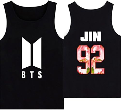 Grapes Garden Unisex Kpop BTS Bangtan Boys Sleeveless Shirt Jin Suga J-Hope Rap Monster Jimin V Jung Kook Tank Top Vest Black-02 L