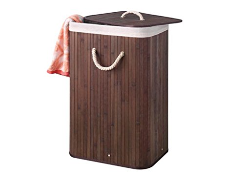 Perel HP100204 Bambus Wäschekorb, Rechteckig, 40 cm Breite x 30 cm Länge x 60 cm Höhe, Braun - 2