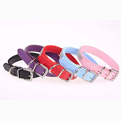 2-Rows-Rhinestone-Bling-Heart-Studded-Leather-Dog-Collar-For-Small-Or-Medium-Pet-Collar-Assorted-Colours