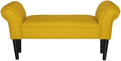 BHP Vintage Seat Furniture Bench Upholstery Textile Armrests Living Room Side Stool Yellow B412459-13