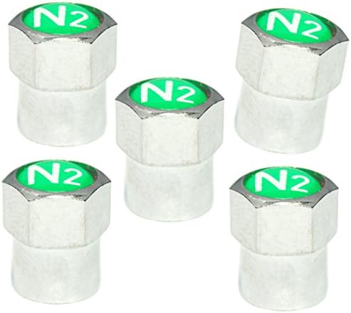 PRESKIN – Set (5 pc) N2 Valve Caps made of plastic, valve cap for car, motorbike and bike with logo