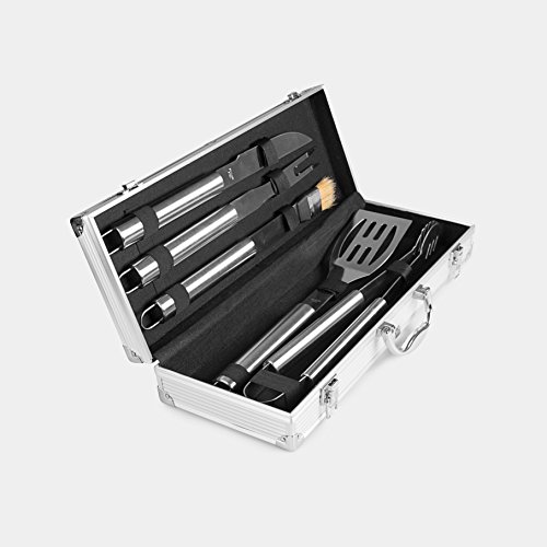 Rustler RS-0531 Grillbesteck Set im Aluminium Koffer, 5-teilig, silber - 2