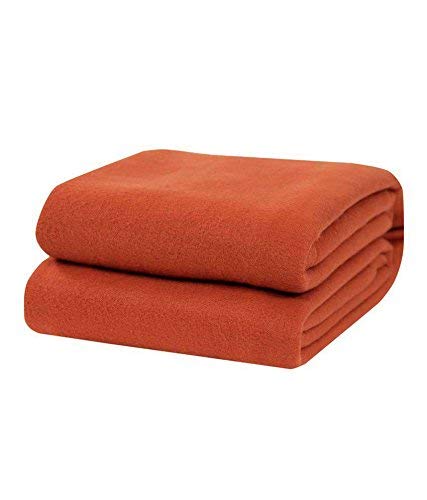 The Home Talk Orange & Maroon Color Set of 2 Polar Fleece Blanket for Light Winters, 500 gm, Single Bed- Orange & Maroon
