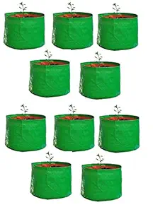 Yuvista High Density Polyethylene Terrace Gardening Leafy Vegetable HDPE Green Grow Bags, - Pack of 10 (9