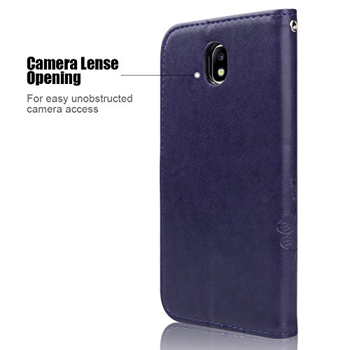 Samsung Galaxy J7 2017 Custodia, achoTREE Fortunato Fiore Cover in Pelle per Galaxy J7 2017, TPU & PU Caso + [3 morbido Nano-tecnologia Pellicola protettiva], Porpora 5.5 Pollici