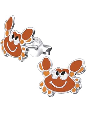 Laimons Kids Kinder-Ohrstecker Kinderschmuck Krebs Rot-Braun Sterling Silber 925