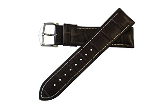 Hirsch George Alligator Prgung Performance Gummi Uhr Gurt und Schnalle in Braun, 20 mm Hirsch George Alligator Prgung Performance Gummi Uhr Gurt und Schnalle in Braun, 20 mm