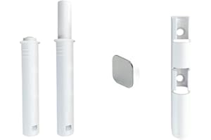 INDAUX Sistema di apertura a scatto anta, sportello CON CALAMITA - PREMI E APRI push cricchetto. Include Base Esterna E Piastrina Magnetica (55mm - 20mm, Bianco)