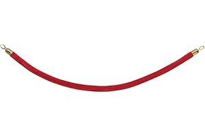 SECURIT - Cordón Cuerda de Terciopelo para Sistema de Barrera Clásico - con Extremos Metálicos - Bar, Restaurante, Discoteca, Tienda - L. 152 cm - Acabado Dorado - Rojo