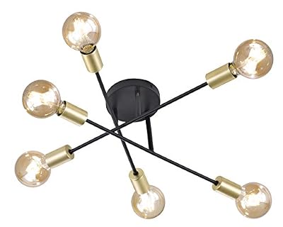 Trio-Leuchten Trio Leuchten 606700632 Cross Plafonnier, Métal, E27, 1 W, Noir Mat, 56,6 x 56,6 x 19,1 cm