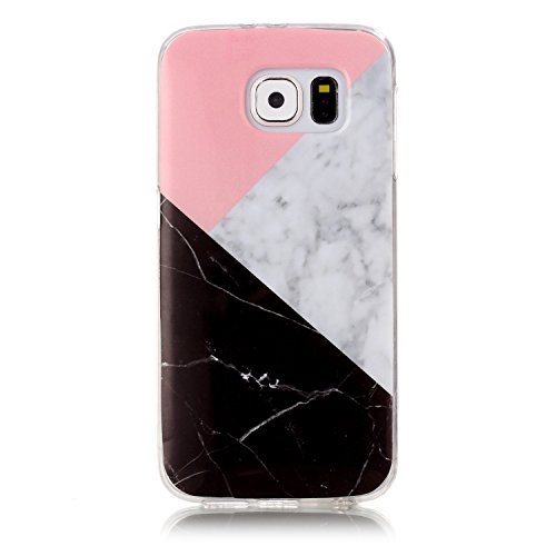 Cozy Hut Für Samsung Galaxy S6 Handyhülle mit Marmor / Marble Design(schwarz / Pink und weiß) | Handytasche | | Schale | | Hülle | | Case | Handy-etui | TPU-Bumper | Soft Case | Schutzhülle Cover für den optimalen Schutz ihres Samsung Galaxy S6 (5,1 Zoll) – Dreifarbiger Marmor - 2