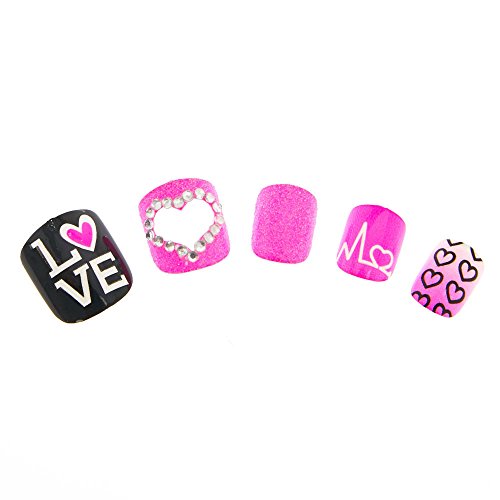 Claire's Girl's Love False Nails in Pink.