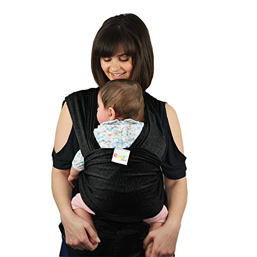 Baby Slings Carrier Natural Cotton Original Baby Wrap | Multiple Positions Soft and Lightweight Sling for Newborn Infants from Birth | Black