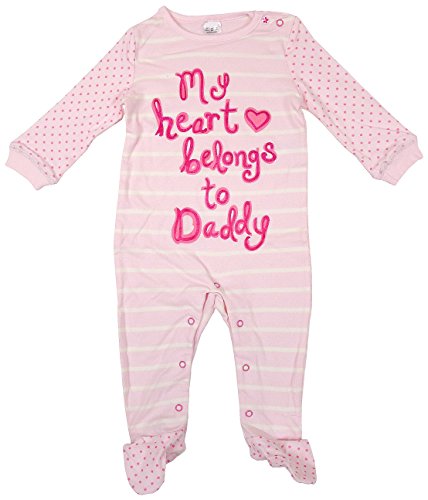 Girl's My Heart Belongs to Daddy Stripe Sleepsuit Romper sizes Newborn Baby to 18 Months