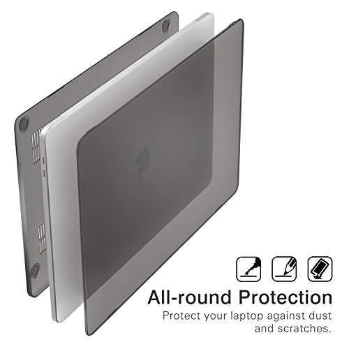 MoKo Hülle für MacBook Pro 15 2016 – Schlank Matte Harte PC Schale Schützhülle Case Cover Etui für das neue Apple MacBook Pro 15 Zoll A1707 2016, Translucent Schwarz - 7