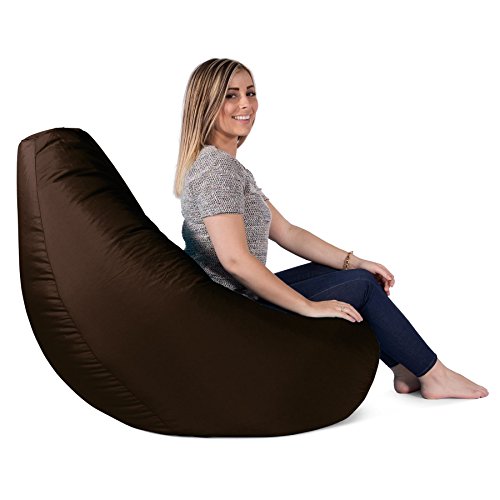 Highback Gaming Sitzsack Loungesessel Mit Passendem Hocker – Braun - 4