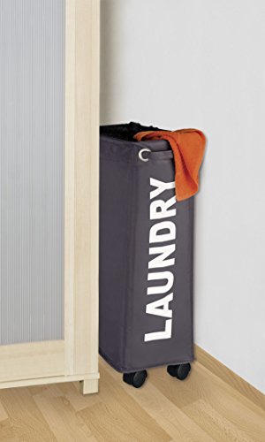 Wenko 3450115100 Wäschesammler Corno Grau – Wäschekorb, Fassungsvermögen 43 L, 100 % Polyester, 18,5 x 60 x 40 cm, dunkelgrau - 6