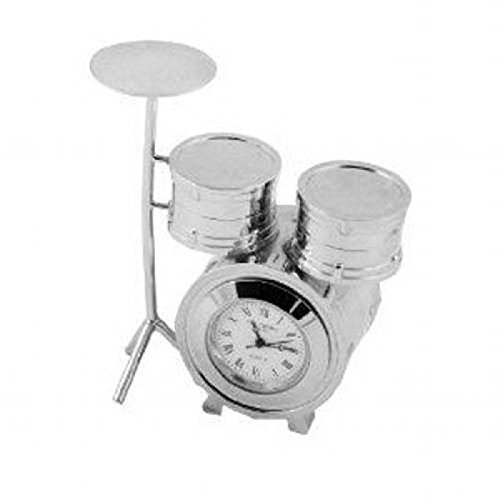 Silber berzogenes Schlagzeug Miniatur Uhr Silber berzogenes Schlagzeug Miniatur Uhr
