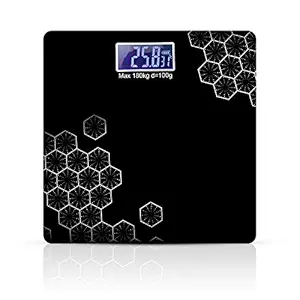 Harry Collection Tempered Glass LCD Display Digital Personal Human Body Weighing Scale Digital Body Weighing Machine Body Fat Analyser Bathroom Health Body Weight Scales (Print) by Vsales