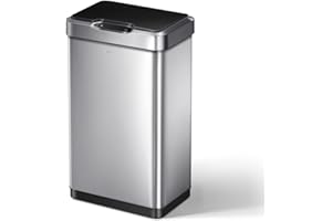 EKO Mirage-T | Cubo de Basura Cocina 50L con Sensor de Movimiento | Papelera Rectangular sin Contacto en Acero Inoxidable Cepillado