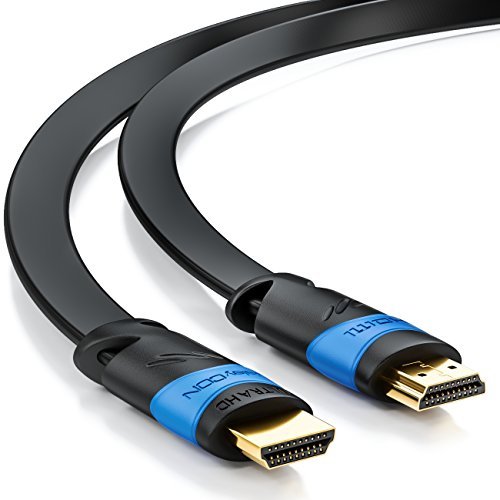 deleyCON 7,5m flaches HDMI Kabel – kompatibel zu HDMI 2.0/1.4 – UHD / 4K / HDR / 3D / 1080p / 2160p / ARC – High Speed mit Ethernet - 2