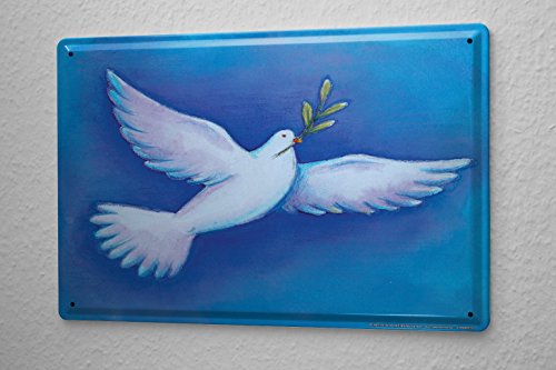Preisvergleich Produktbild Blechschild Friedenstaube Olivenzweig Metall Deko Schild 20X30 cm