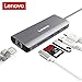 Price comparison product image Lenovo USB C Hub, Aluminum Type C Adapter with HDMI Port, Gigabit Ethernet Port, USBC Power Delivery, 2 USB 3.0 Ports, SD Card Reader, Compatible for USB C Devices