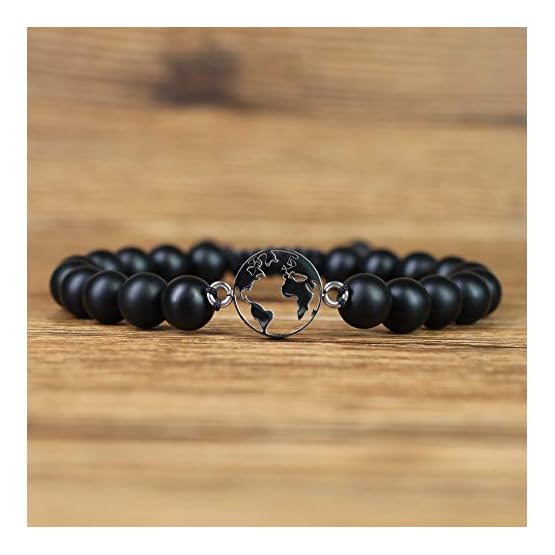 COAI Pulsera para Pareja de Distancia en Piedras Naturales con Amuleto Globo - Imagen 5