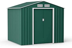 BillyOh Ranger Dark Green Apex Hot-Dipped Galvanized Metal Garden Storage Shed Outdoor Tool Box with Foundation Kit (7x6)