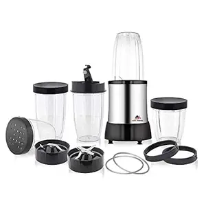 HOMETRONICS 15PC/STAINLESS STEEL JUICER MIXER GRINDER SET WITH 5 JAR 800W