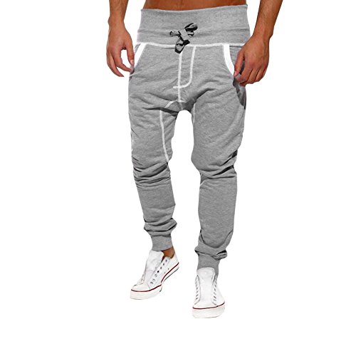 Preisvergleich Produktbild Herren Hose Ronamick männer lang Trainingshose Streifen Freizeithose Sporthose Stretch Jogginghose Sweatpants Winter Trousers Warm Sporthose Sweatpants(2XL, Grau)