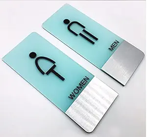 SIGNOOGLE Women Men Toilet Acrylic Sign Board Plate Laminated Glass Type For Office Restaurant Mall Bank Hospitals School Collage Acrylic Signages Multicolored (4 x 8 inches)
