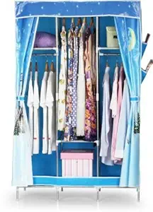 Homeland Polyester Collapsible Wardrobe for Clothes| Kids Room, Storage, Bed Room,Living Room & Organizers|Sky Blue (440x 1050x 1560) mm