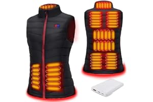Warmy Gilet Chauffant femme ，veste chauffante avec batterie incluse avec 9 zones de chaleur Chauffé Gilet Chaud Lavable pour Hiver Moto Chasse