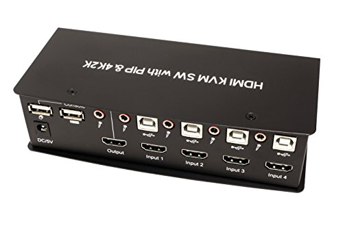 Value 14993337 HDMI 4K2K USB 2.0 KVM-Audio-Switch mit USB-Hub, 1 User 4 PCs schwarz - 2