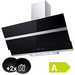 Hotte aspirante murale (80 cm, acier inoxydable, verre noir, très silencieux, 4 marches, éclairage LED, touches sensitives TouchSelect) HERMES806S - KKT KOLBE