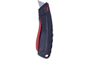 Coltello di sicurezza DONAU SAFETY con funzione di retrazione della lama e blocco / 1 pezzo/Nero-Rosso/Taglierina per fogli/Lama sostituibile/Apriscatole