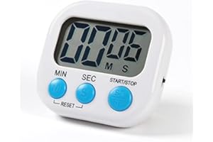 HOUDIAN Digital Kitchen Timer Magnetic Backing Stand, Timers for Baking, Kitchen, Study, Exercise Training, Count up&Count down Clock Loud Alarm(WHITE)