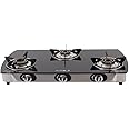 BLOWHOT 3 Tornado Brass Burner Auto Ignition Gas Stove | Toughened Glass Cooktop - Stainless Steel Frame-ISI certified - 2 Year Warranty By Blowhot on Burner, Gas stove Valve and Glass (Jasper)