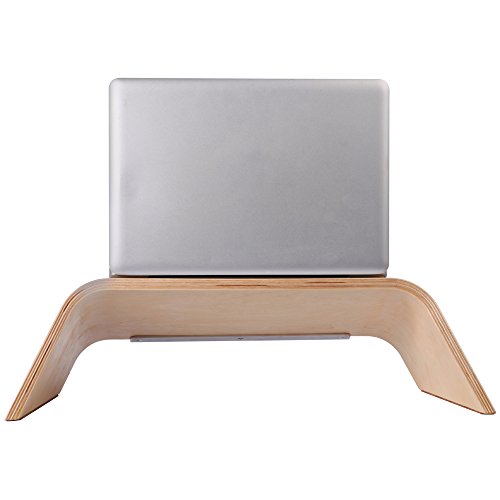 SAMDI Notebookständer mit Schublade | Universal Laptop aus Holz Stand Halter Halterung | Dock Gradient Oblique für Air/Pro Retina 11″/ 12″ / 13″/ 15″ PC Notebook(Beige) - 3