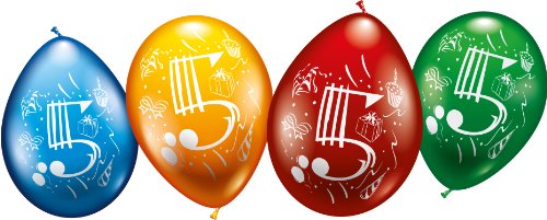 Karaloon 30004 – 8 Ballons, Zahl 5, sortiert - 2