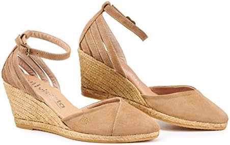 VISCATA Handmade in Spain Ullastret Suede 3" Wedge, Fashion Ankle-Strap, Closed Toe, Classic Espadrilles Heel
