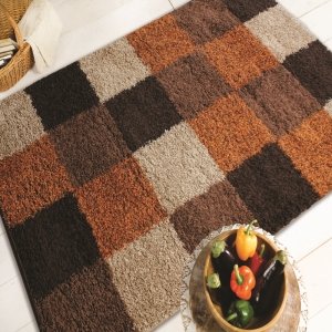 Nordic Andes Orange/Brown Blocks Design Oblong Rug 120X170
