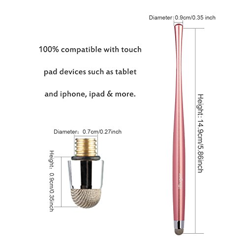 iBuger universal Stylus Eingabestift Touchstift mit 1 x Fiber Tip für Touchscreen Tablet Android Smartphone Samsung Iphone Apple Ipad -Rosa - 4