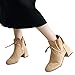 Produktbild TianWlio Stiefel Frauen Herbst Winter Schuhe Stiefeletten Boots Zurück Reißverschluss Wildleder Schuhe Stiefeletten Bow Mode High Heel Stiefel Khaki 36
