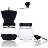 molinillo para cafe oster 【Incluya】1×Molinillo de café con frasco , 1×Frasco de Almacenamiento de Vidrio con una Tapa, 1×Cuchara.
