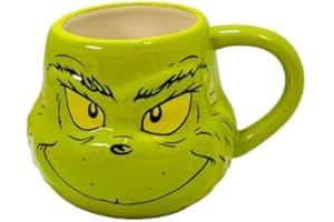 DIVAS WORLD The Grinch 3D Face Mug Dr Seuss Tea Coffee Novelty Cup Gift Christmas Sock Filler Set de regalo