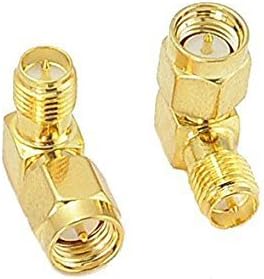 2 PCS Right Angle 90° RP-SMA Female to SMA Male 2 Male Center RF connector Adapter